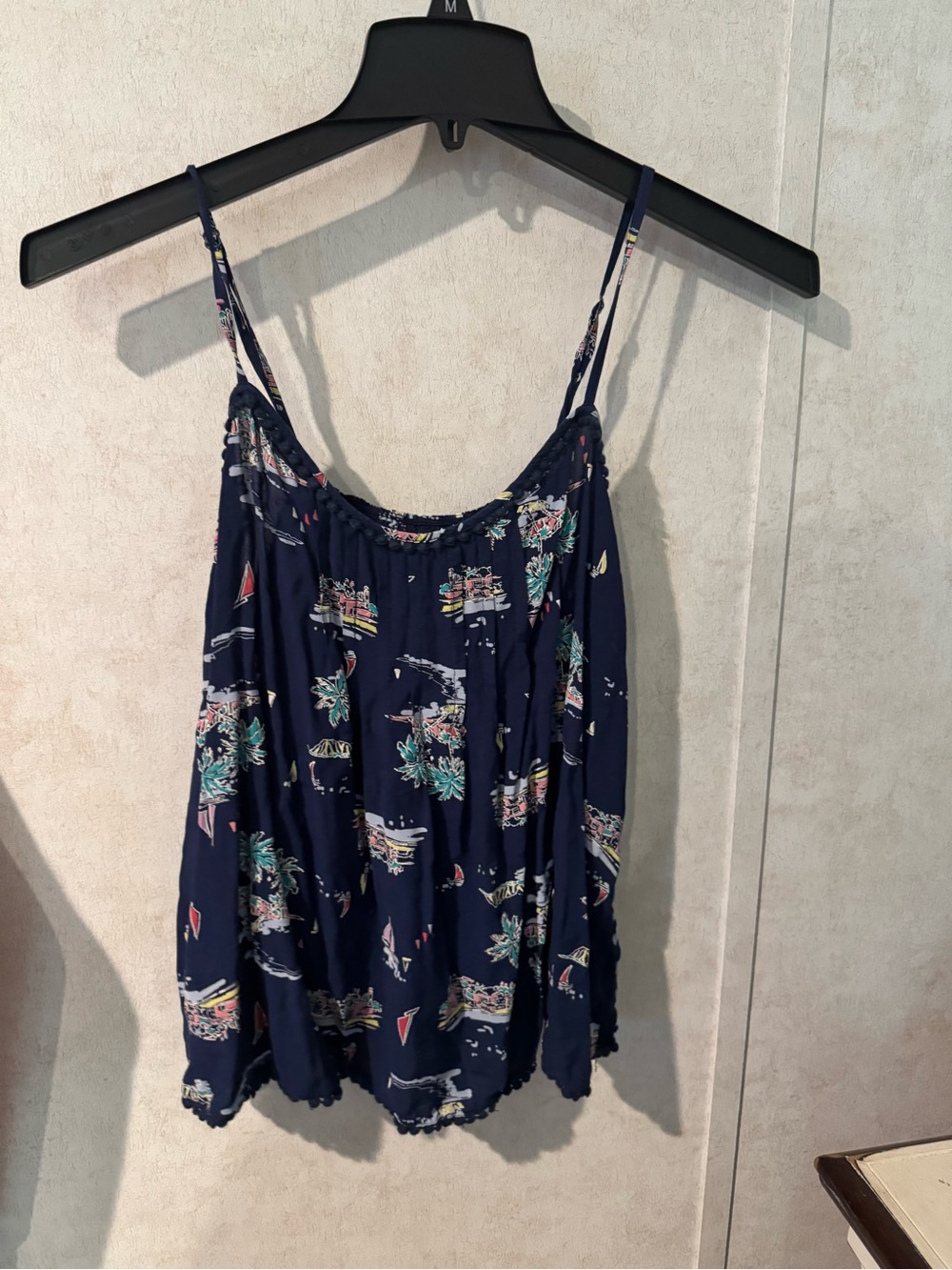 Navy Floral Print Spaghetti-Strap Tank